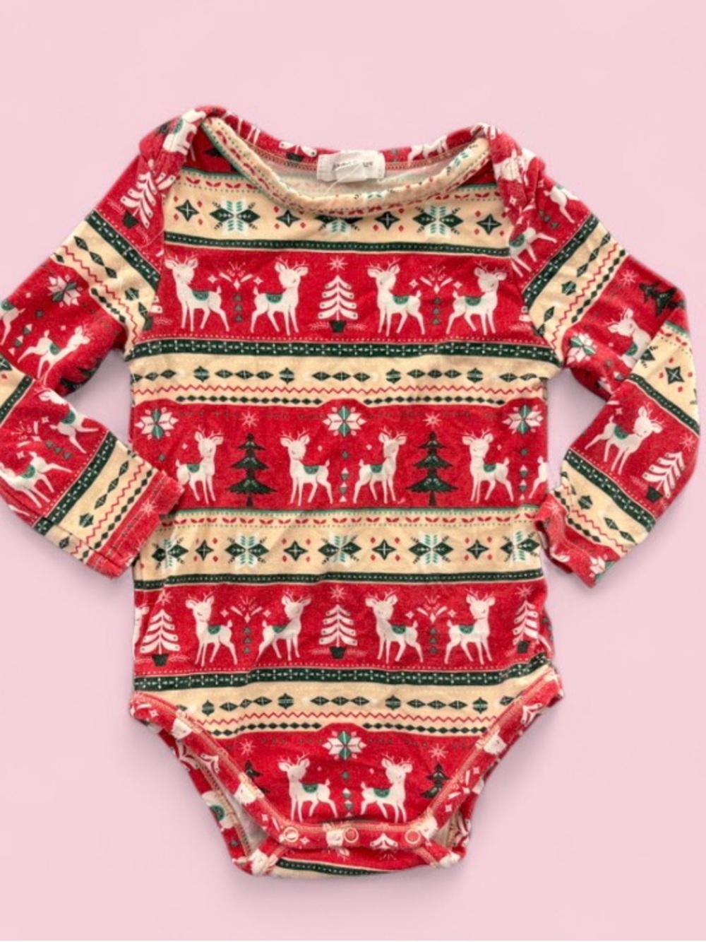 Angel Dear Bamboo Christmas Reindeer Holiday Baby Onesie Sz 6-12M